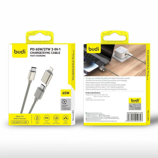 budi - PD 2 in 1 Braided Nylon Charging Cable