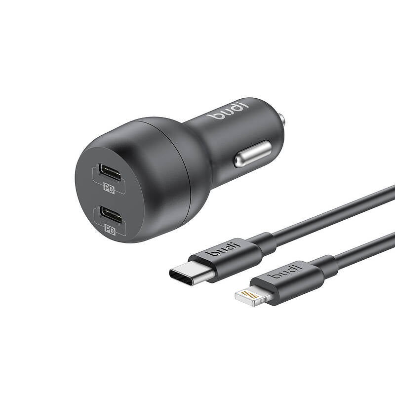 budi - 40W DUAL PD CAR CHARGER + Charger
