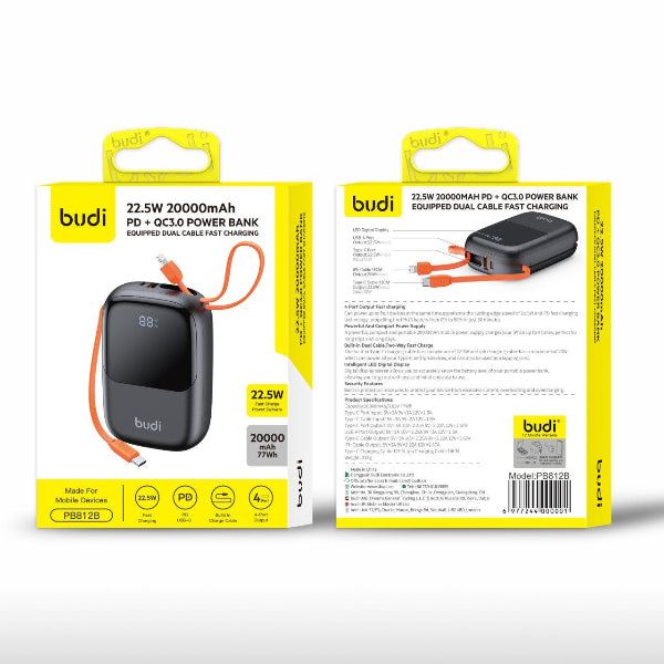 budi - Power Bank Equipped Dual Cable Fast Charging