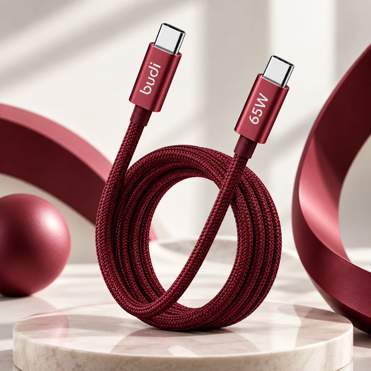 budi - burgandy Charging Cable