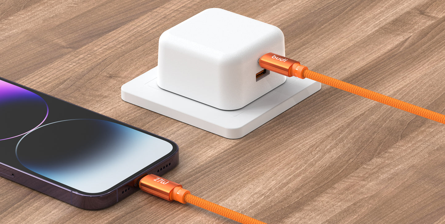 budi - Cosmic Orange Type-C to Lightning Charging Cable