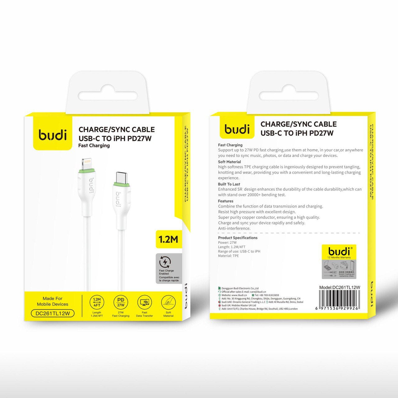 budi Usb-c To Usb-c/Usb-L Pd65w Cable