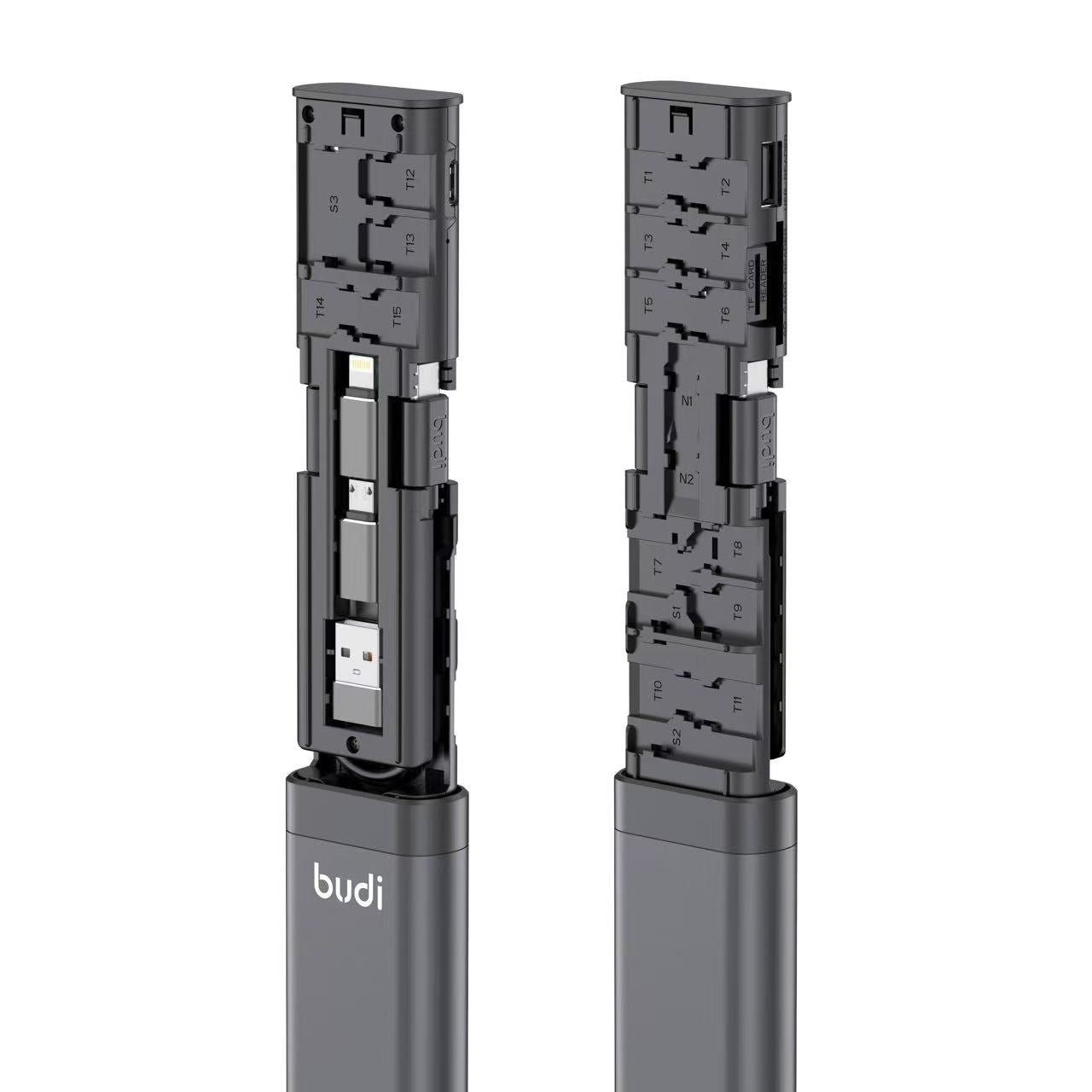 Budi - 9-in-1 USB 3.0 Card Reader Cable, High Speed 5Gbps Data Transfer, Multi-Function SD/TF Card Adapter with OTG Support for iPhone, Android, Computer.