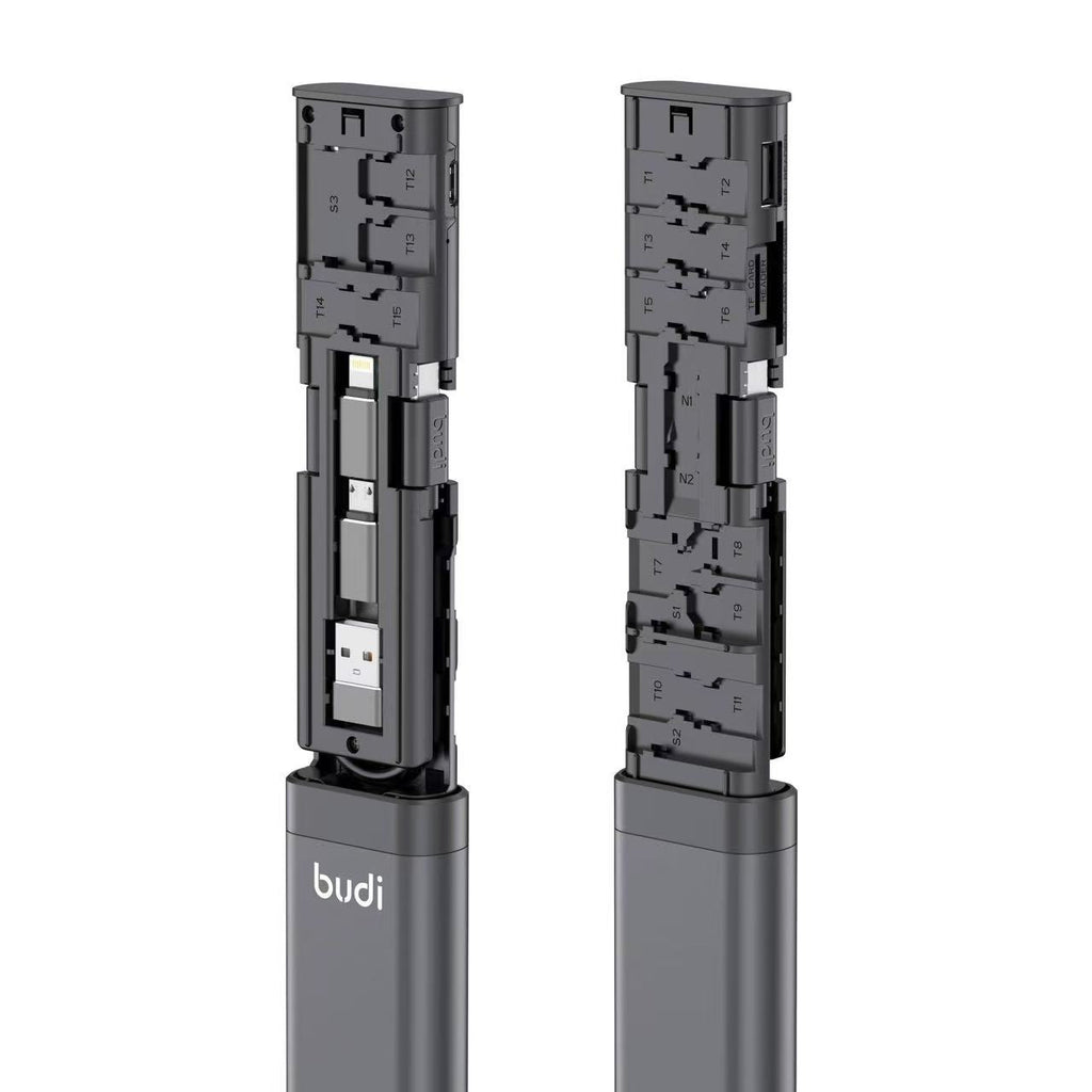 BUDI 9-in-1 USB 3.0 Card Reader Cable, High Speed 5Gbps Data Transfer, Multi-Function SD/TF Card Adapter with OTG Support for iPhone, Android, Computer.
