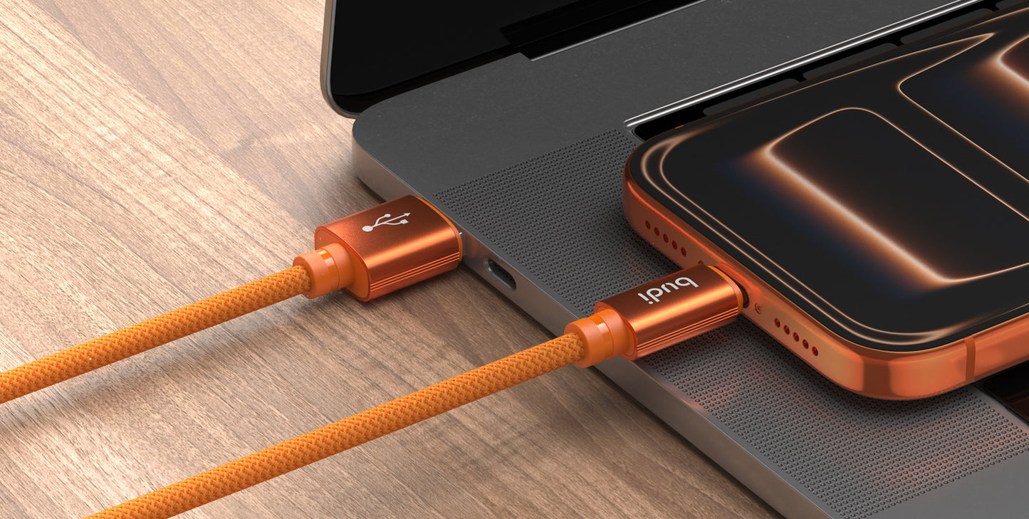 budi - Cosmic Orange USB-A to Type-C Charging Cable