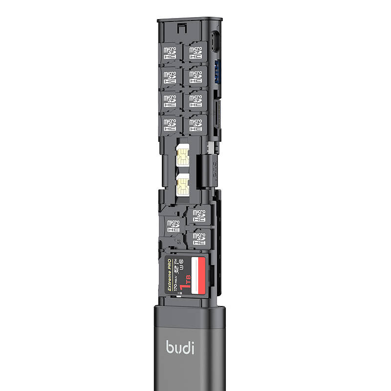 budi - 7 in 1 HUB USB - C3.0 CARD READER MULTIFUNCTION STORAGE STICK