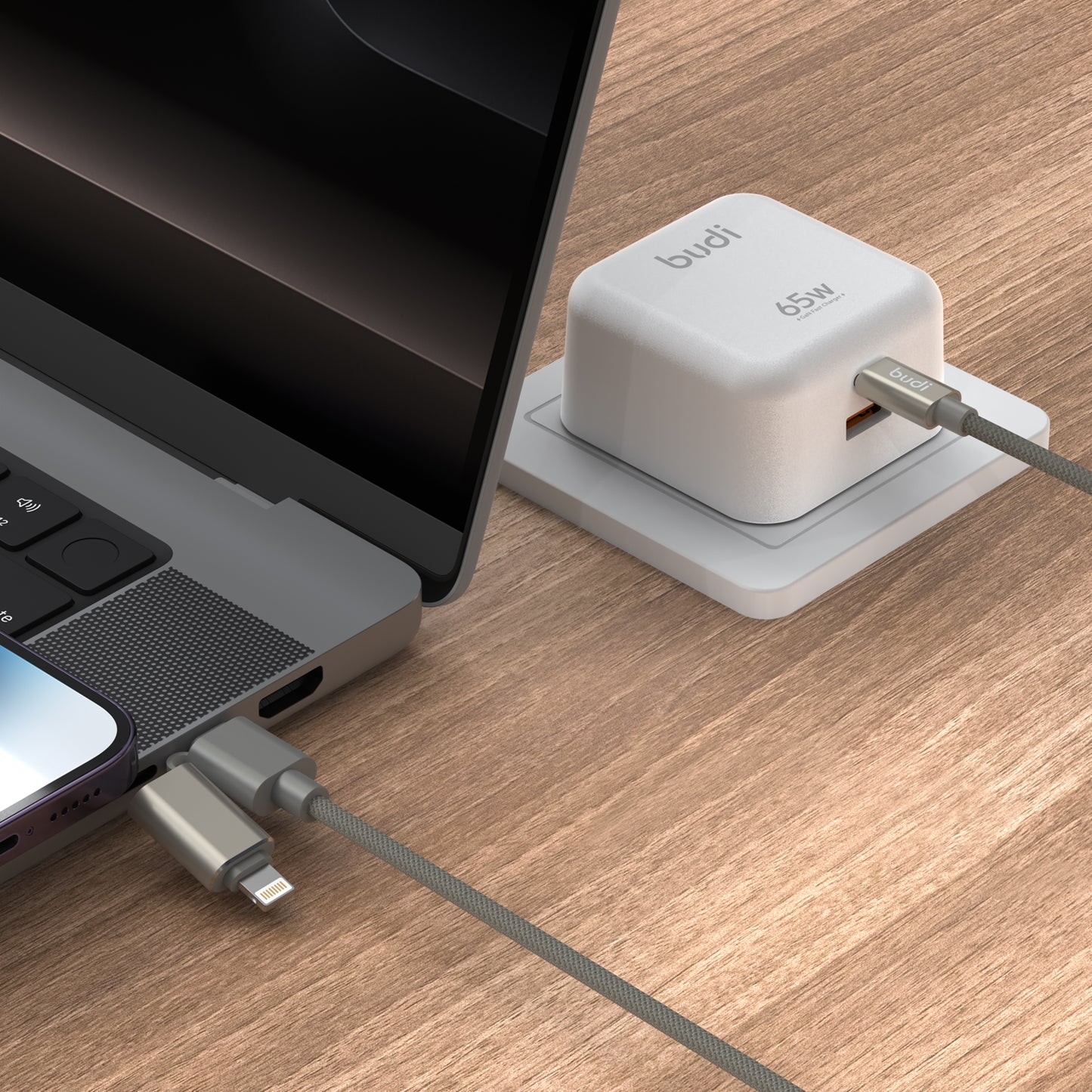 budi - PD 2 in 1 Braided Nylon Charging Cable