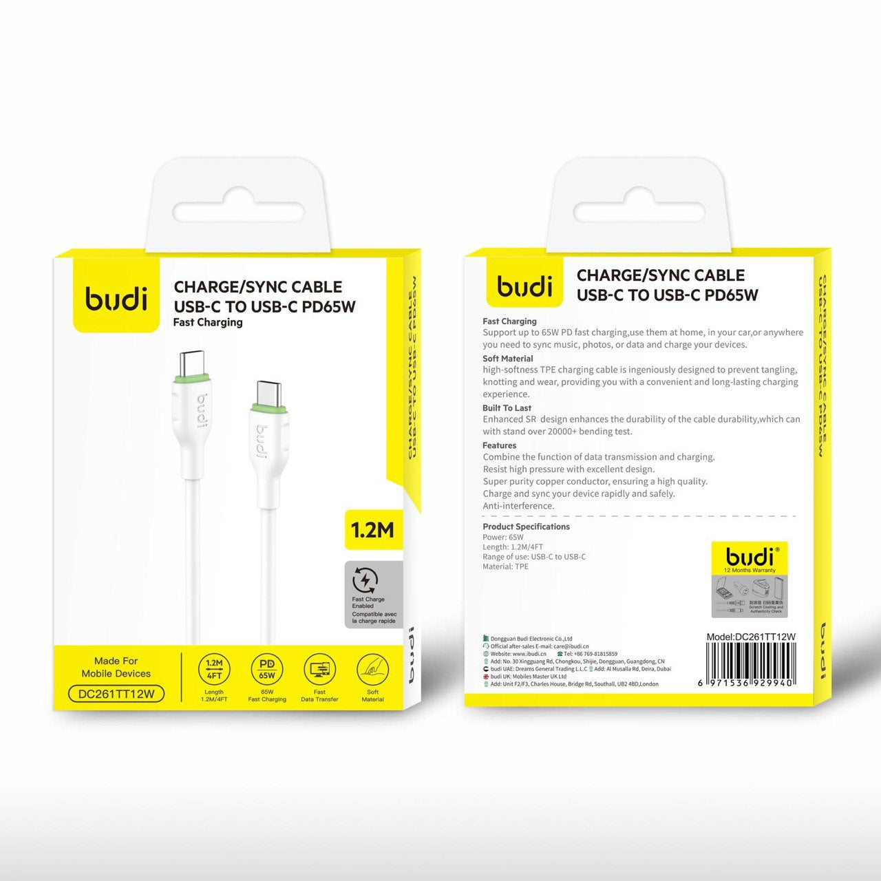 budi Usb-c To Usb-c/Usb-L Pd65w Cable