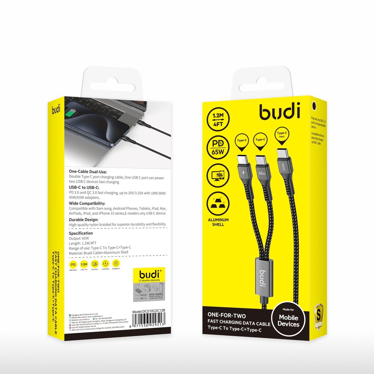 budi - 2 in 1 Type C Cable