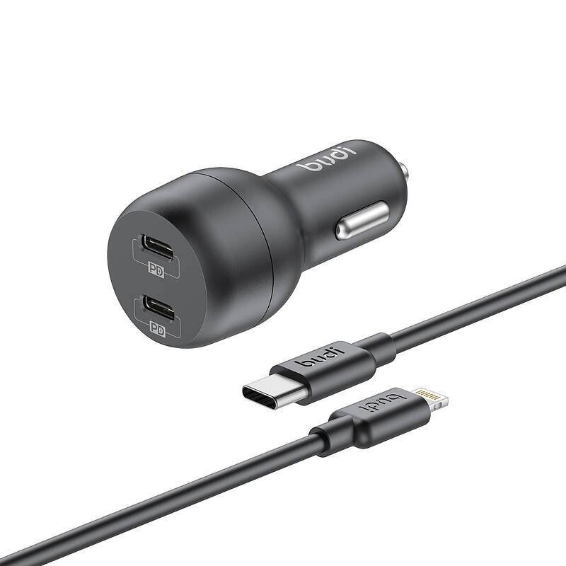 budi - Dual Type-C Car Charger with Lightning Cable