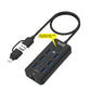 budi 6-port USB 3.0 hub with Ethernet RJ45 port, 2-in-1 USB-C and USB-A plug and one-click lock screen button